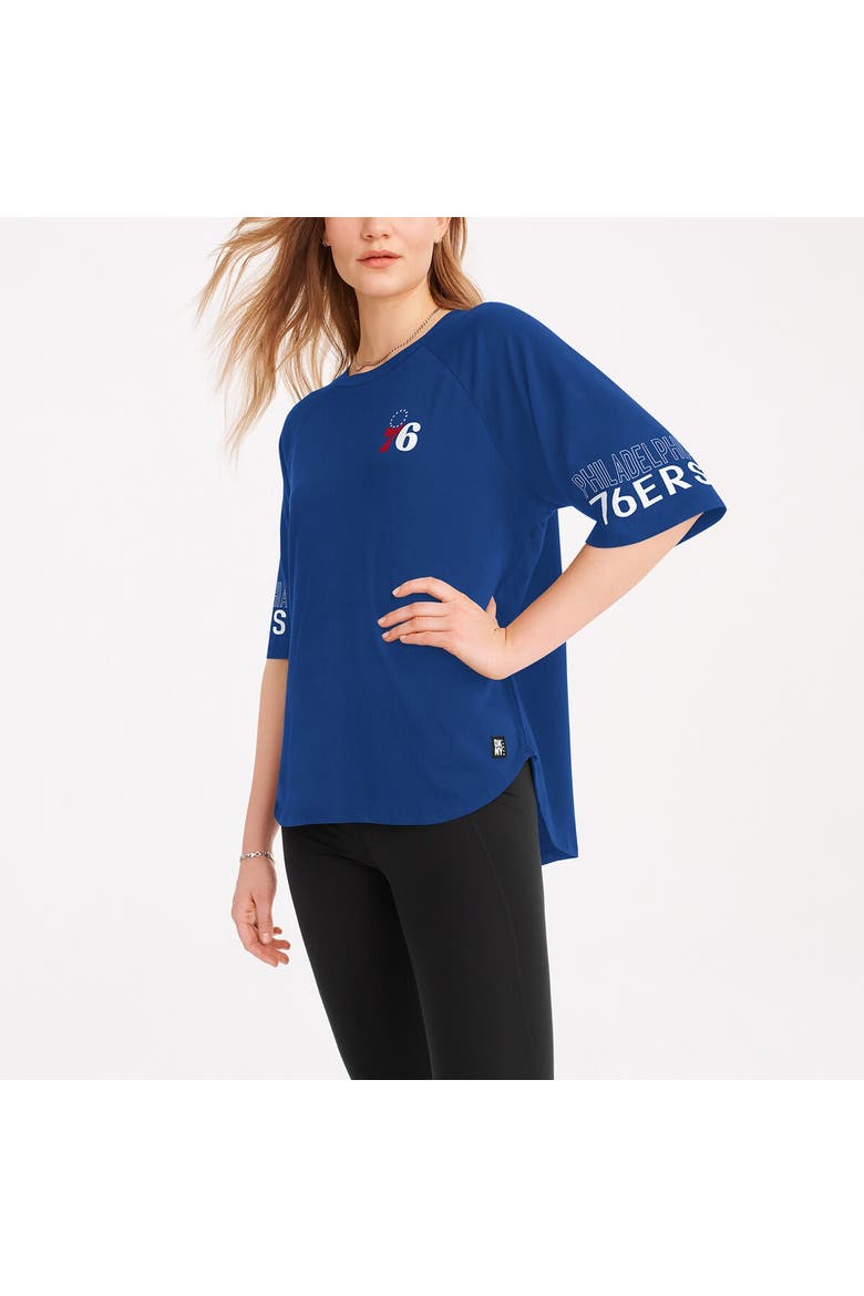 Women's DKNY Sport  Royal Philadelphia 76ers Diana Raglan Tri-Blend Oversized T-Shirt, Alternate, color, Royal