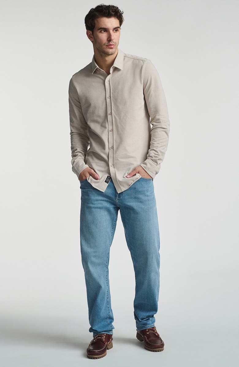 Mavi Jeans Piqué Button-Up Shirt, Alternate, color, Silver Lining