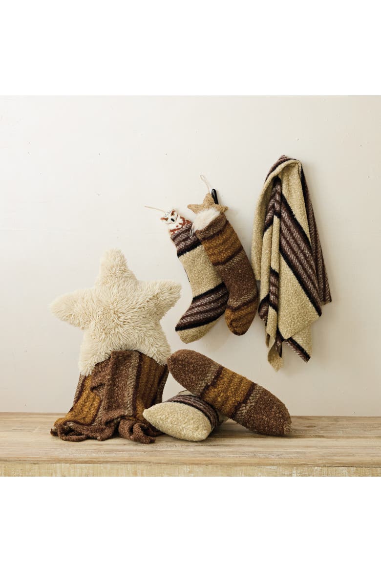 Faux Fur Star Pillow, Main, color, Cream
