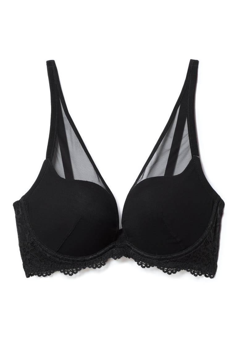 Joslyn Push Up Plunge Bra, Alternate, color, Black