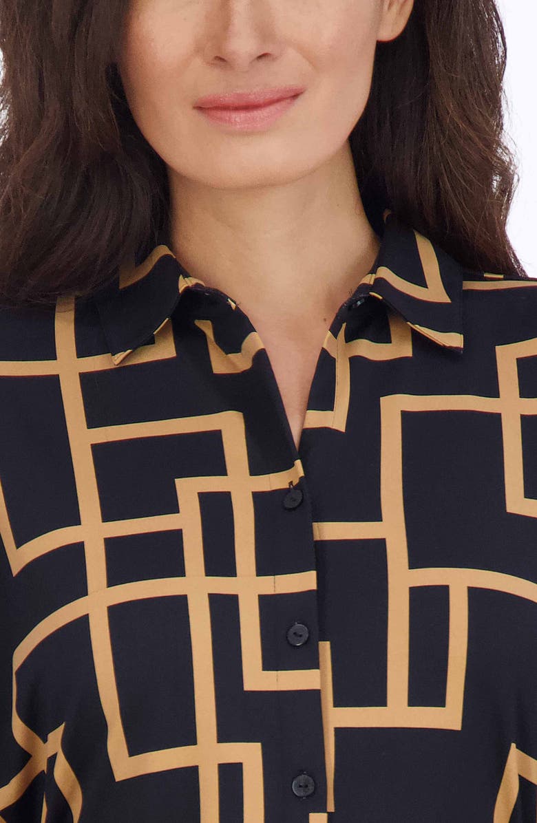 Foxcroft Rocca Maze Print Long Sleeve Shirtdress, Alternate, color, 