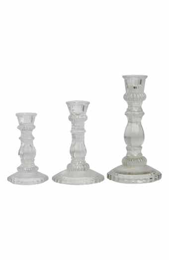 VIVIAN LUNE HOME Set of 3 Modern Clear Glass Candleholders
