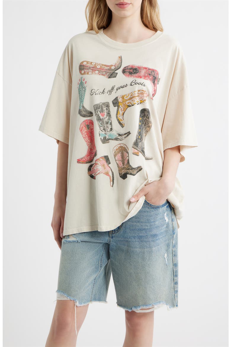 Kick Off Your Boots Graphic T-Shirt, Main, color, DIRTY WHITE