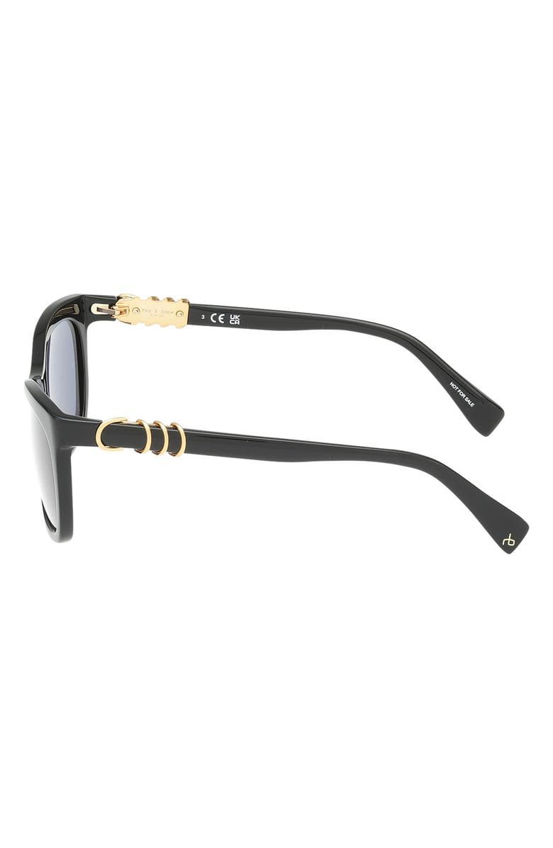 rag & bone 53mm Square Sunglasses, Alternate, color, Shiny Black/ Gold/ Navy Lenses