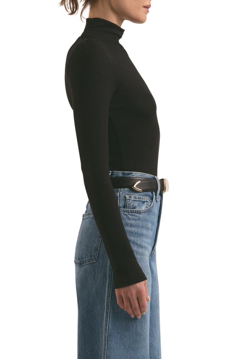 Favorite Daughter Long Sleeve Mock Neck Rib Top, Alternate, color, Black