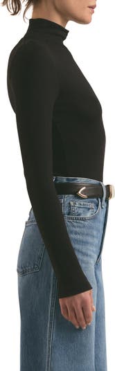 Long Sleeve Mock Neck Rib Top