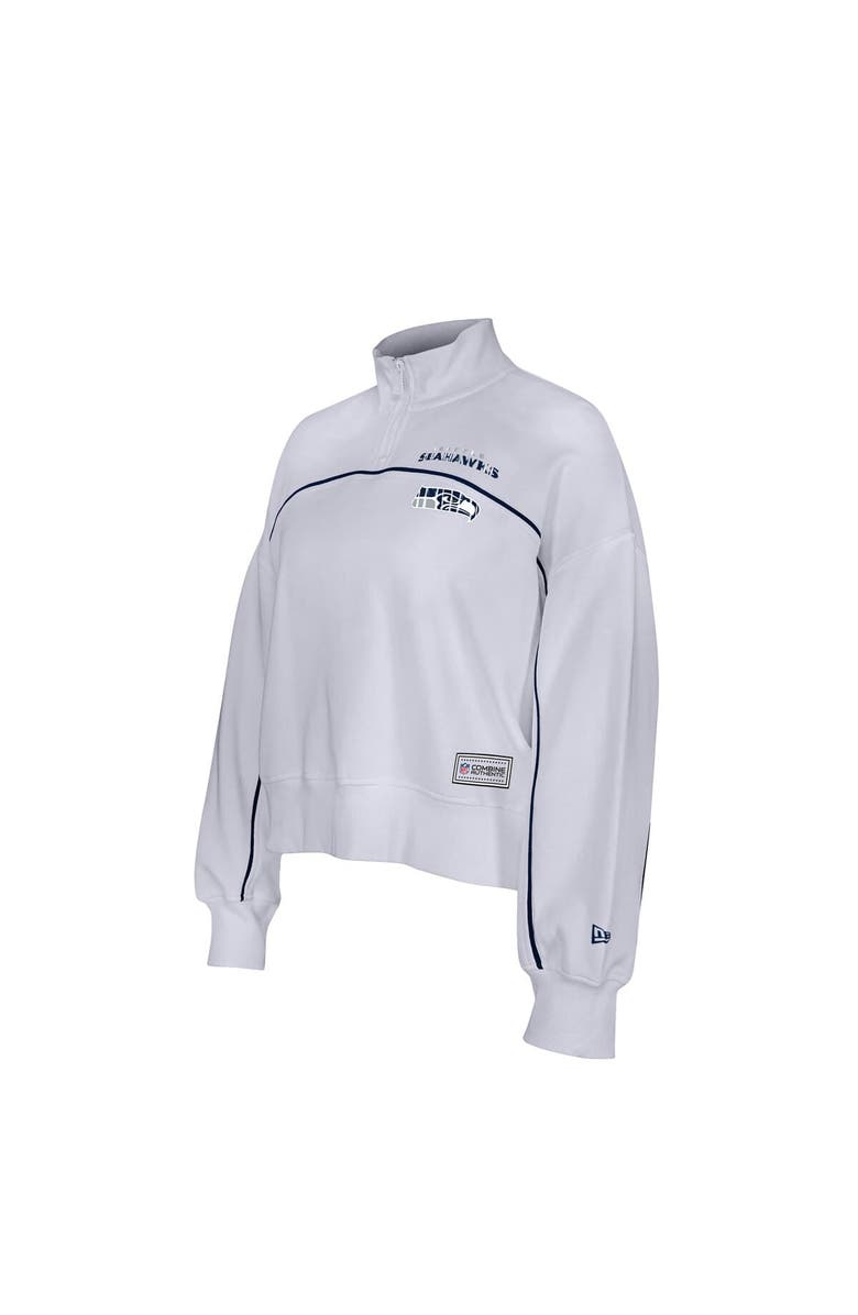 New Era Women
s New Era White Seattle Seahawks Functional Fandom Quarter-Zip Sweatshirt, Alternate, color, White