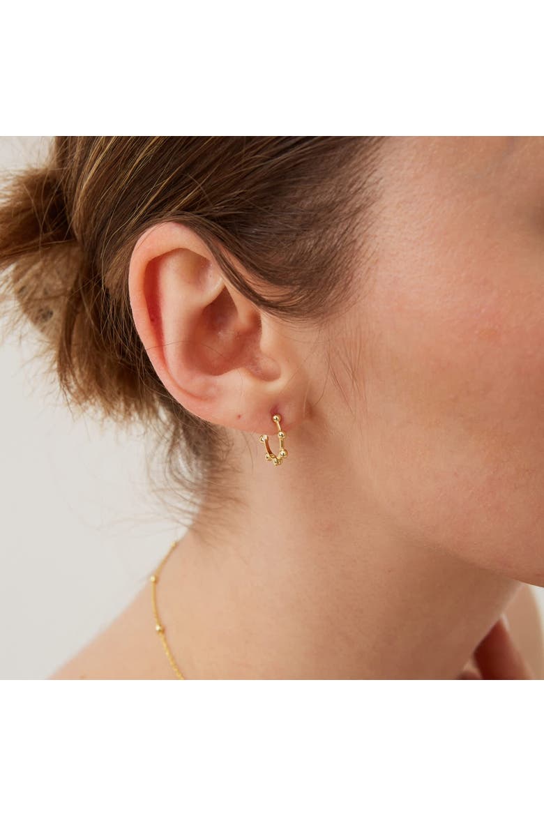 Seven Bead Sterling Silver Hoop Earrings, Alternate, color, Gold