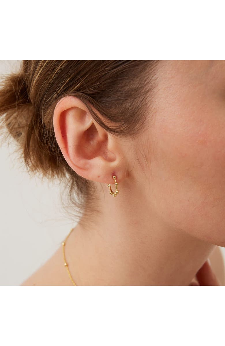 Spero London Seven Bead Sterling Silver Hoop Earrings, Alternate, color, Gold