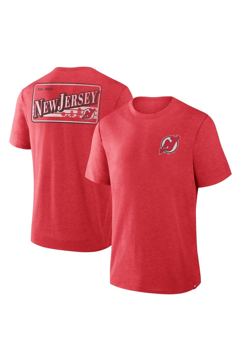 Men's Fanatics Heather Red New Jersey Devils Fan Lanes Tri-Blend T-Shirt, Main, color, Heather Red