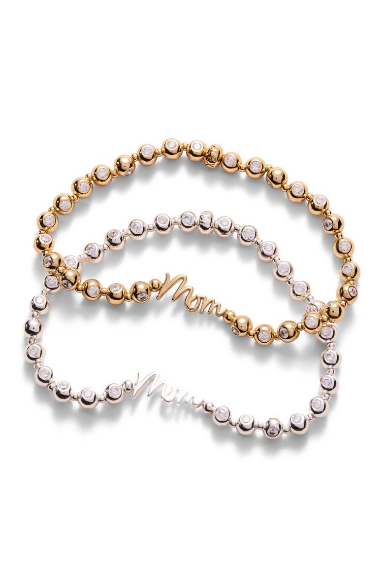 Mom Elongated Crystal Stretch Bracelet, Alternate, color, Silver