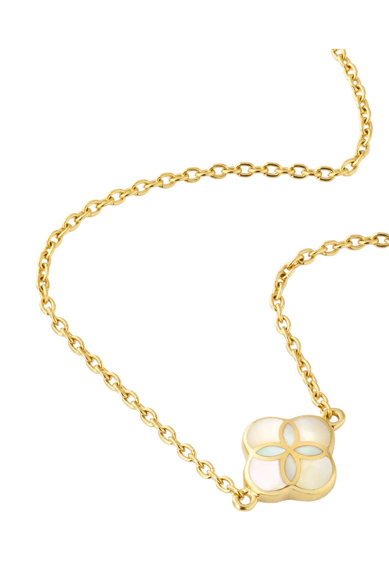 Sterling With 18K Gold Overlay And Gemstones Single Petal Station Necklace, Main, color, WHITE