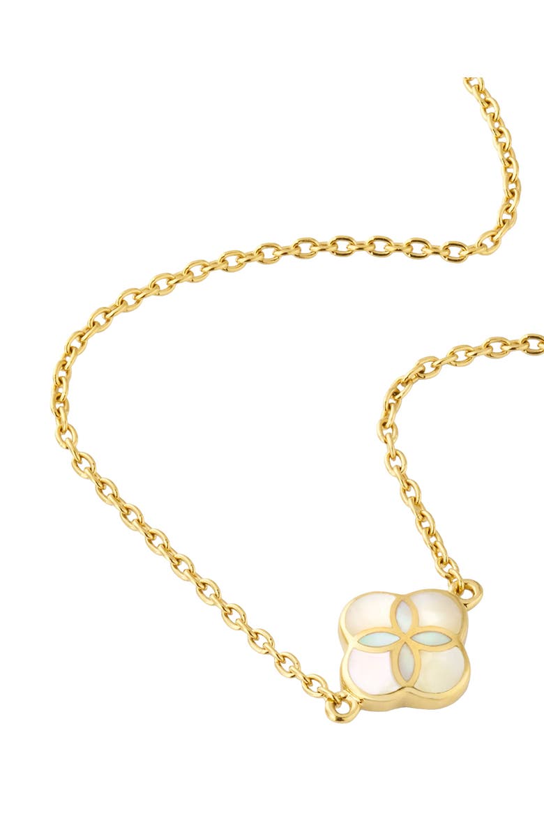Jan Leslie Sterling With 18K Gold Overlay And Gemstones Single Petal Station Necklace, Main, color, White