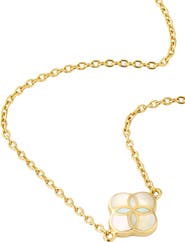 Jan Leslie Sterling With 18K Gold Overlay And Gemstones Single Petal Station Necklace