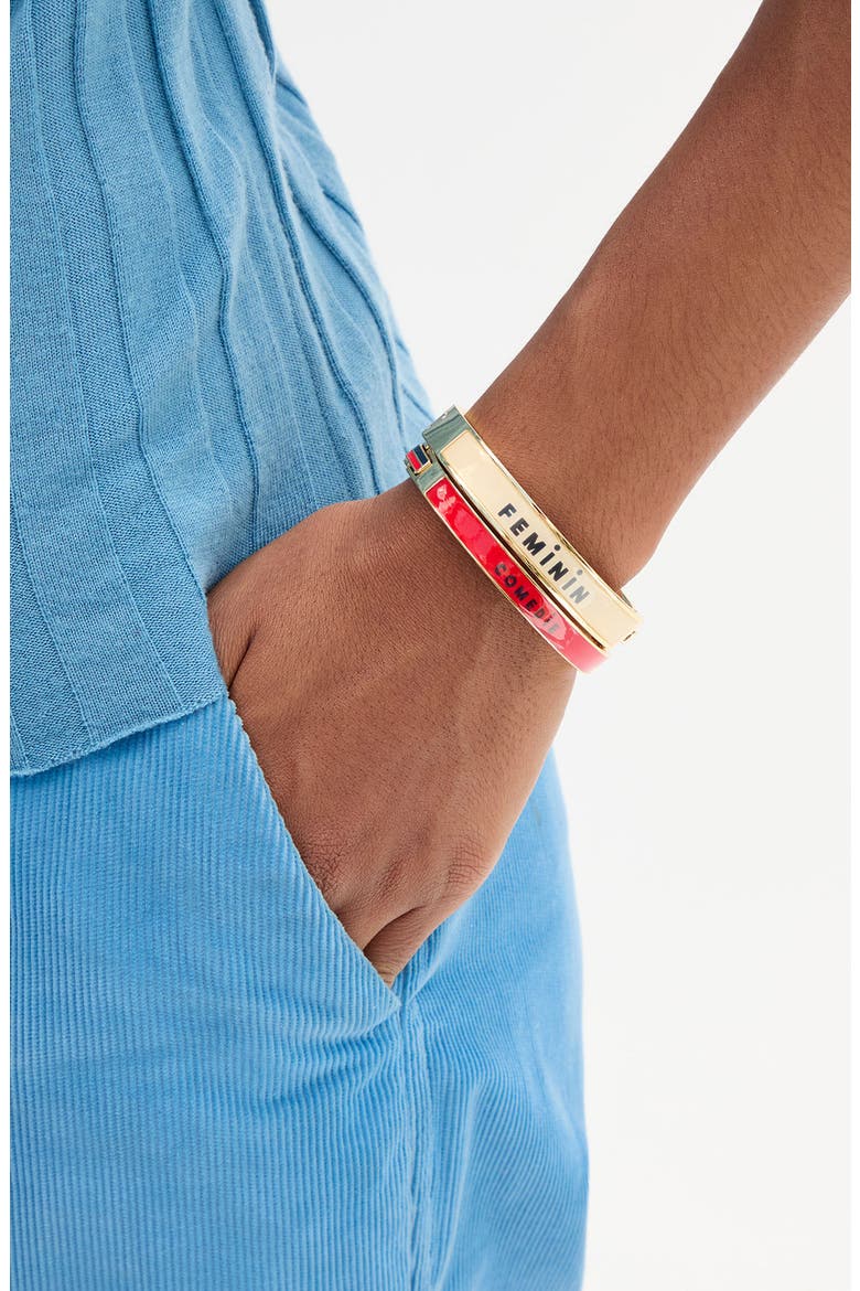 Masculin Féminin Enamel Bangle, Alternate, color, CREAM/ BLACK