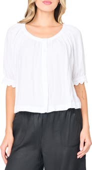 GIBSONLOOK Lily Scallop Sleeve Button-Up Top