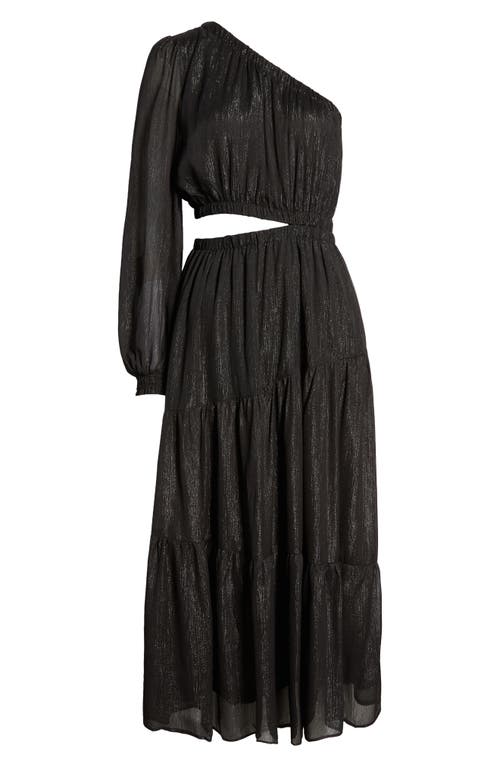 Moon River One-shoulder Cutout Midi Dress In Black