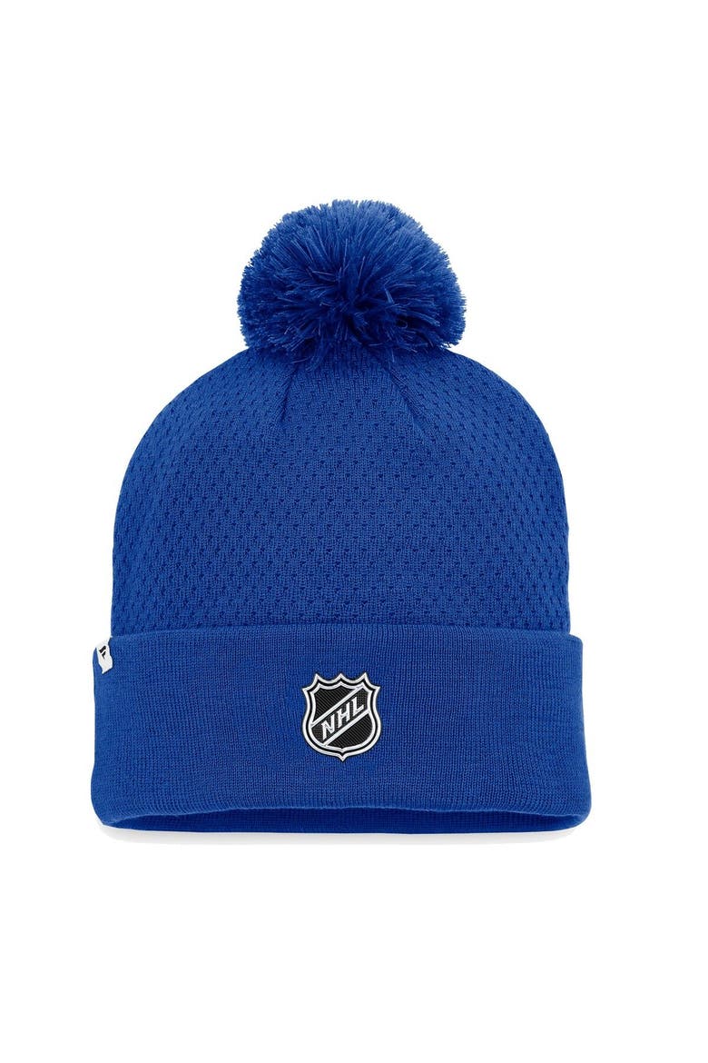 Women's Fanatics Branded Royal Buffalo Sabres Authentic Pro Road Cuffed Knit Hat with Pom, Alternate, color, Royal