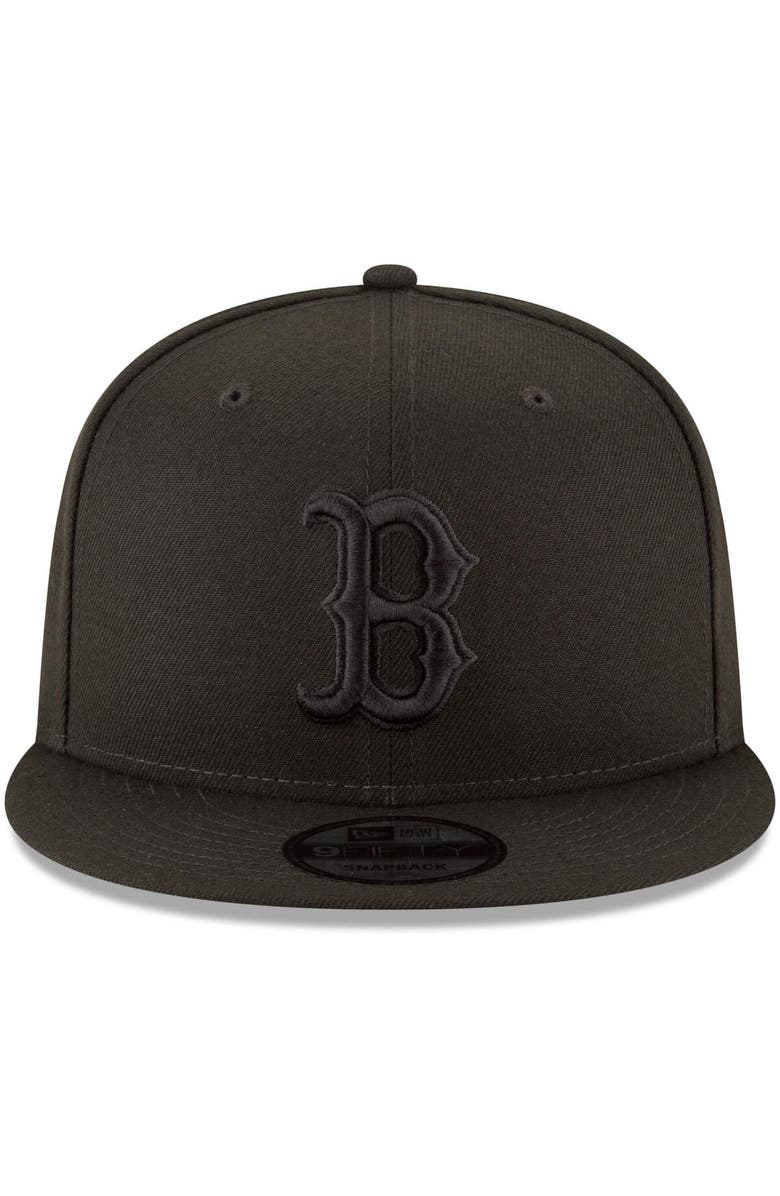 New Era Boston Red Sox New Era Black on Black 9FIFTY Team Snapback Adjustable Hat - Black, Alternate, color, 