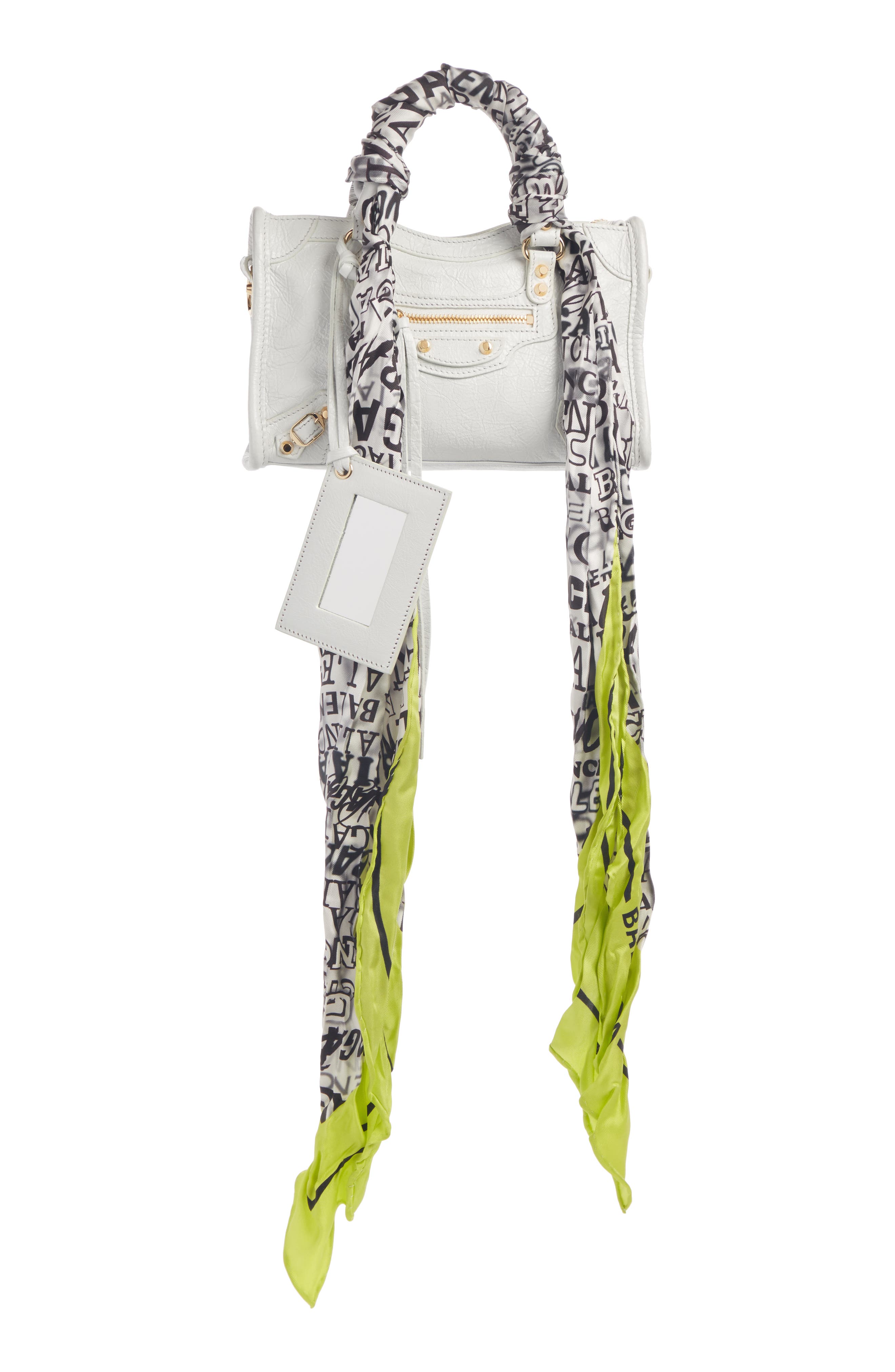 Balenciaga Nano Classic City Scarf Handle Leather Tote, Main, color, 