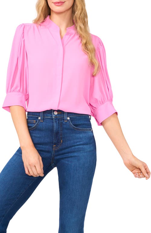 CECE CECE PUFF SLEEVE BUTTON-UP SHIRT 