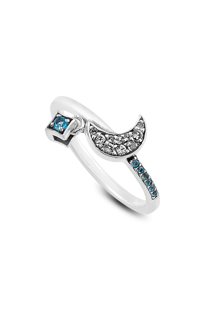 SAMUEL B. Sterling Silver White Topaz & Neon Apatite Moon Ring, Main, color, Blue/ White