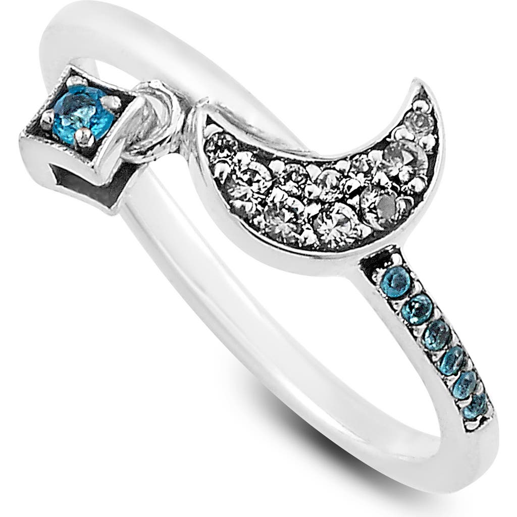 Samuel B. Sterling Silver White Topaz & Neon Apatite Moon Ring