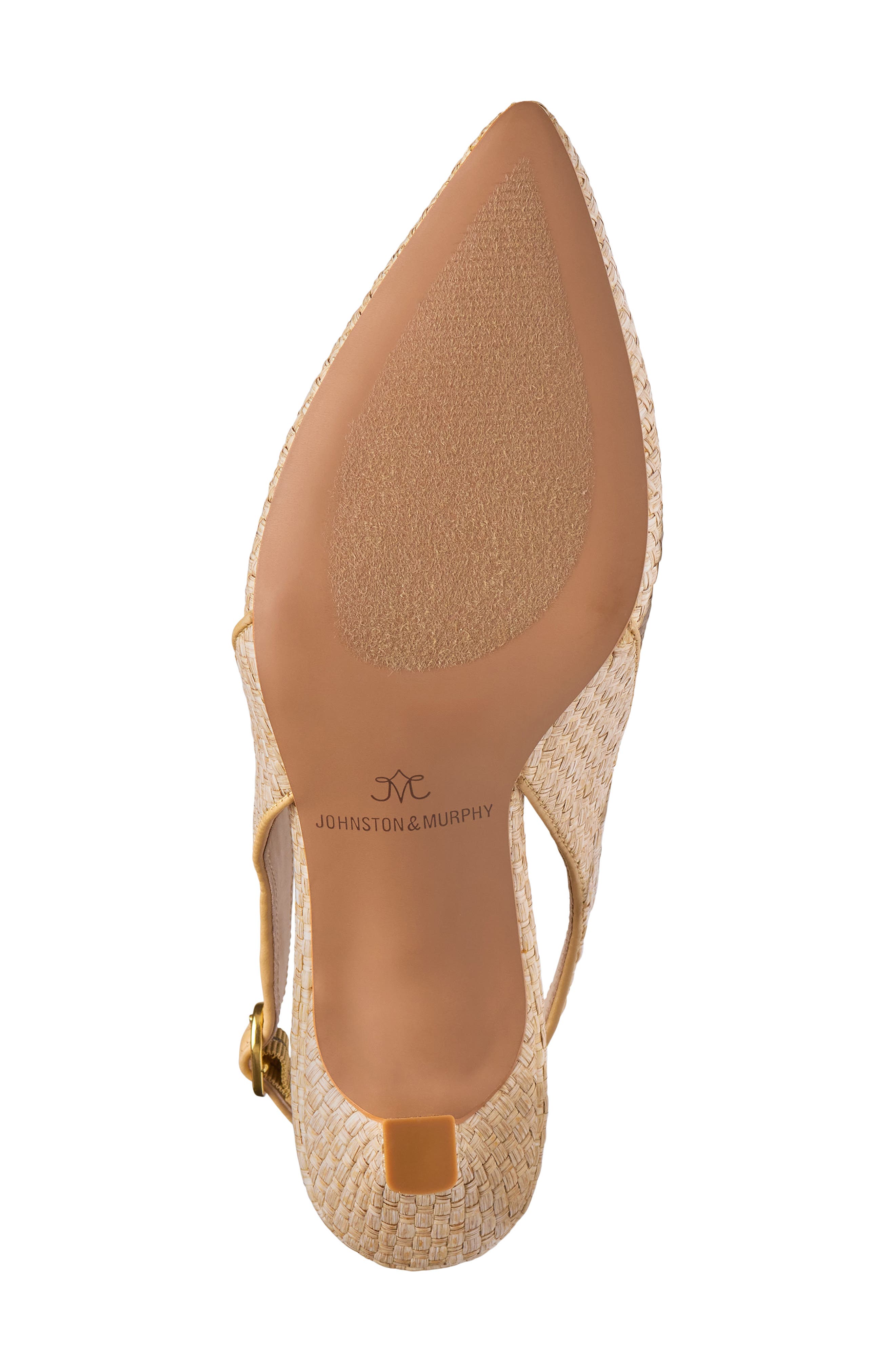 Johnston & Murphy Lindsey Slingback Pointed Toe Kitten Heel Pump, Alternate, color, Natural Raffia