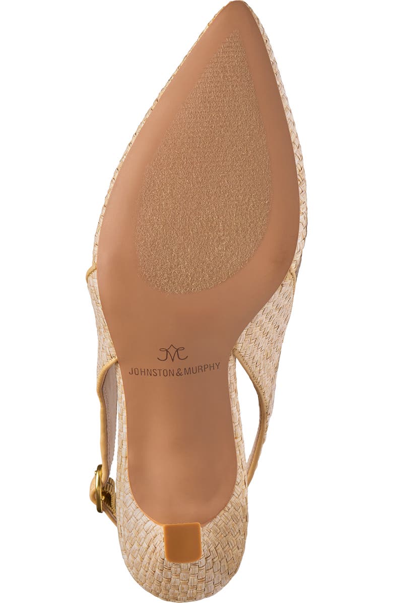 Johnston & Murphy Lindsey Slingback Pointed Toe Kitten Heel Pump, Alternate, color, Natural Raffia