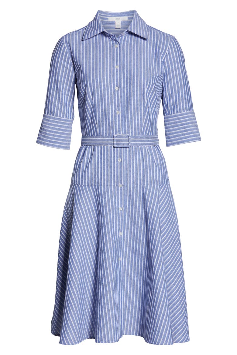 Stripe Belted Shirtdress, Alternate, color, DENIM