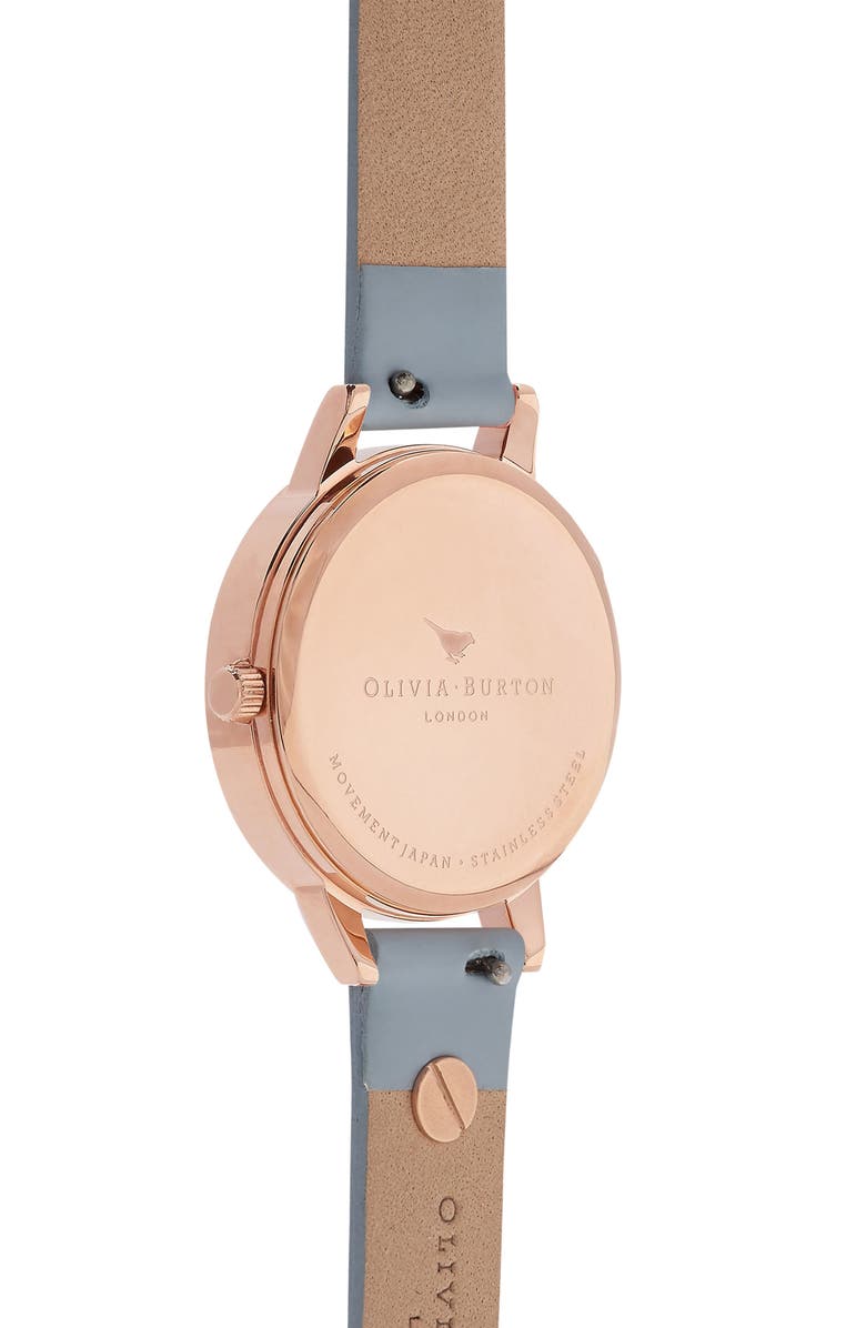 Olivia Burton Pretty Blossom Leather Strap Watch, 30mm, Alternate, color,