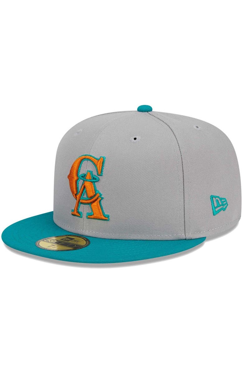 New Era Men's New Era Gray/Teal California Angels Cooperstown Collection 59FIFTY Fitted Hat, Alternate, color, 