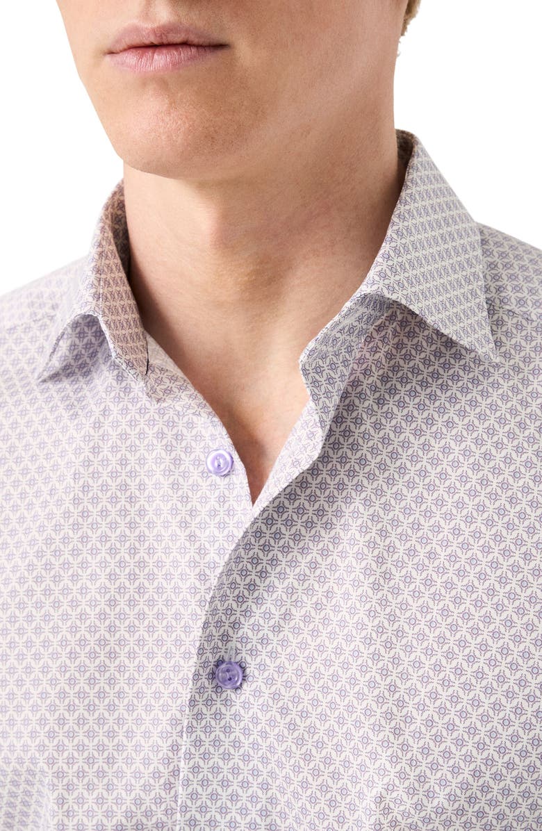 Eton Slim Fit Geometric Print Cotton Dress Shirt, Alternate, color, Light Purple