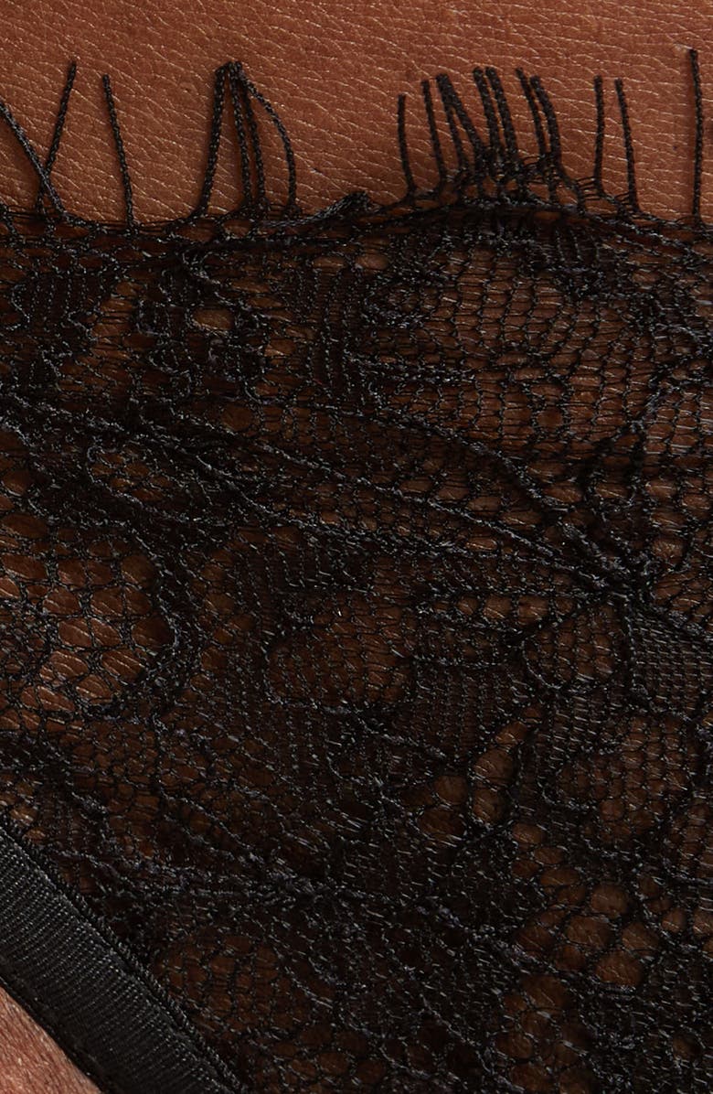 Bluebella Camelia Eyelash Lace & Mesh Thong, Alternate, color, Black