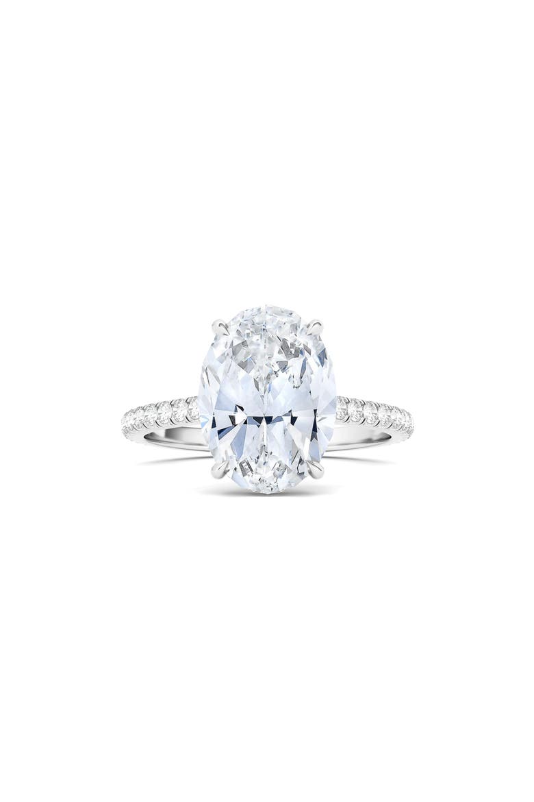 18K White Gold Oval Cut & Pavé Lab Created Diamond Ring - 2.50 ctw, Main, color, 18K WHITE GOLD