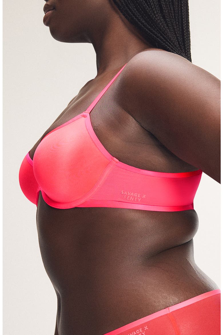 Sheer X Spacer Demi Bra, Alternate, color, OPEN LATE RED