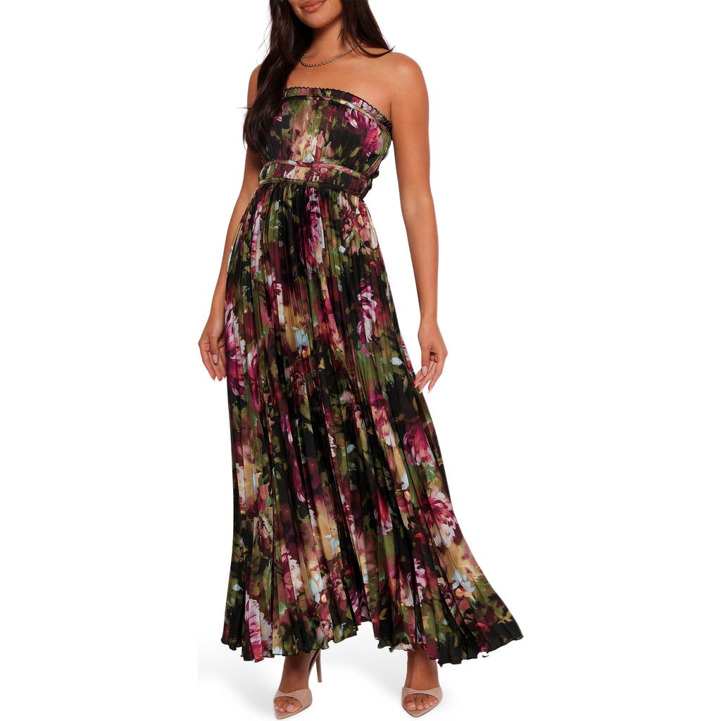 Petal And Pup Petal & Pup Angelique Floral Print Strapless Maxi Dress In Black