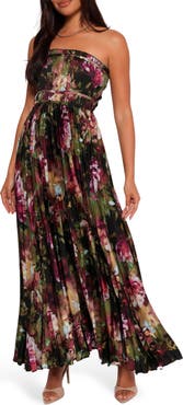 Petal & Pup Angelique Floral Print Strapless Maxi Dress