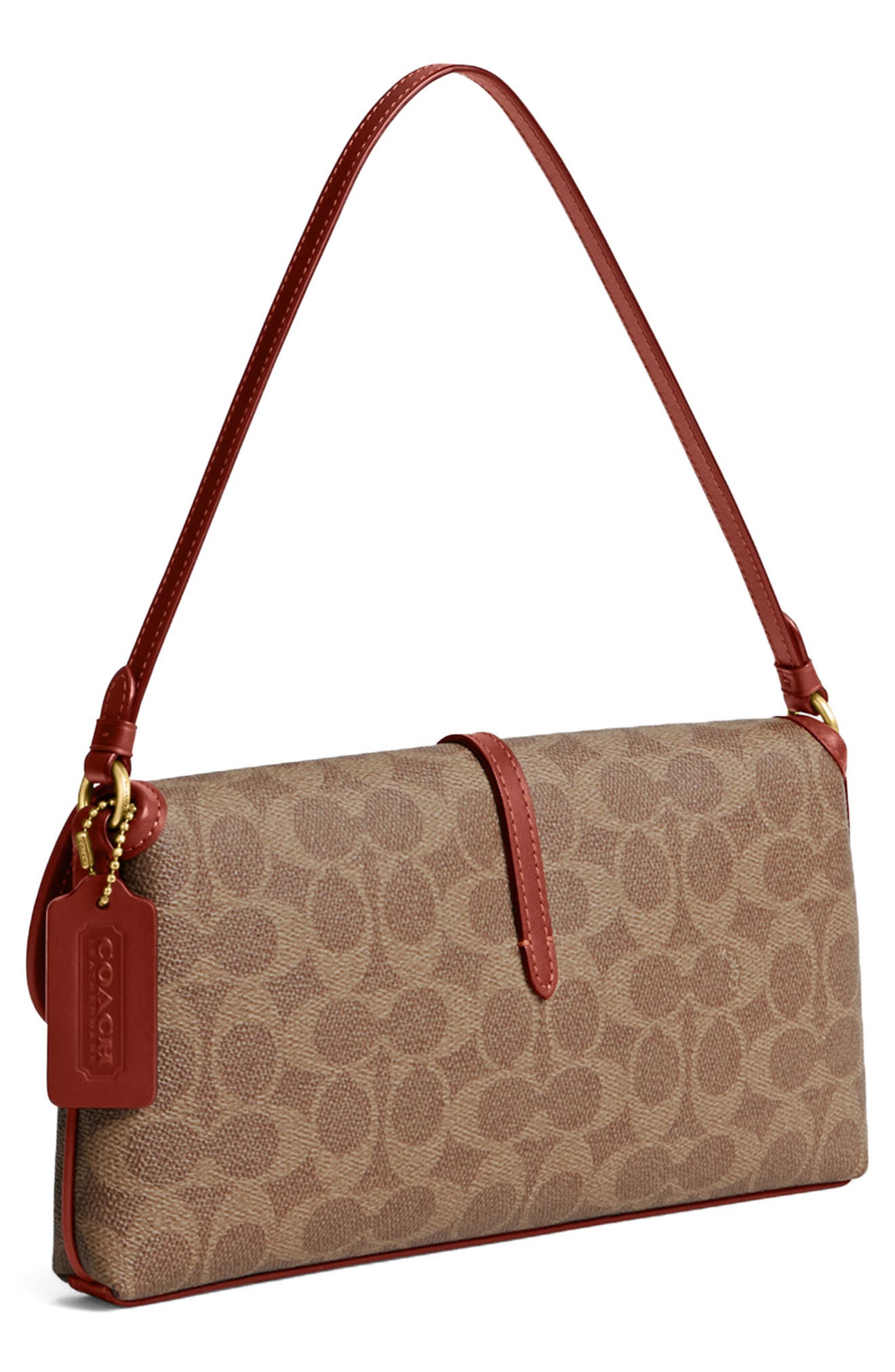 COACH Hampton Signature Coated Canvas & Leather Shoulder Bag, Alternate, color, 