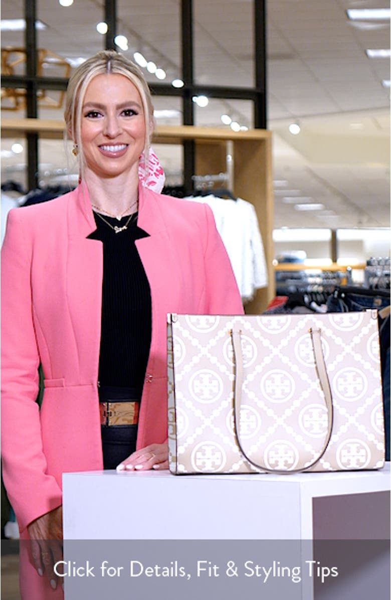 T Monogram Embossed Leather Tote, sales video thumbnail