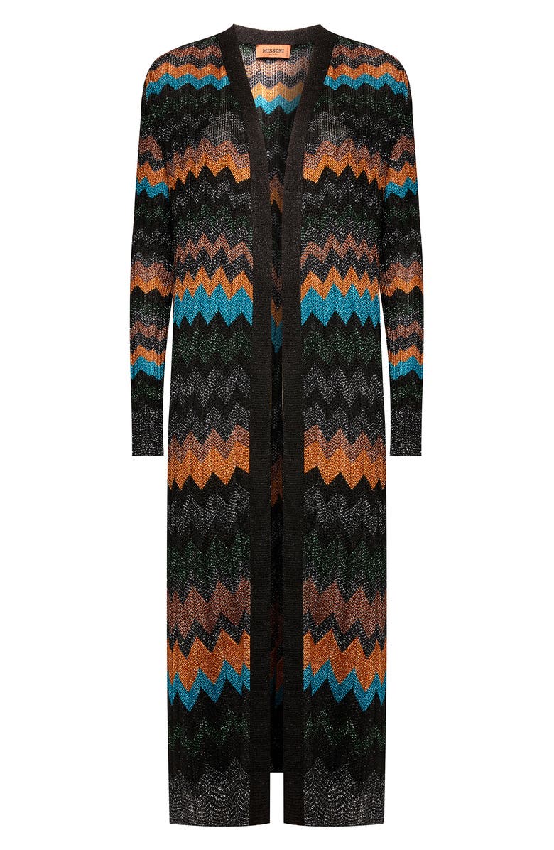 Missoni Zigzag Metallic Knit Longline Cardigan, Alternate, color, 
