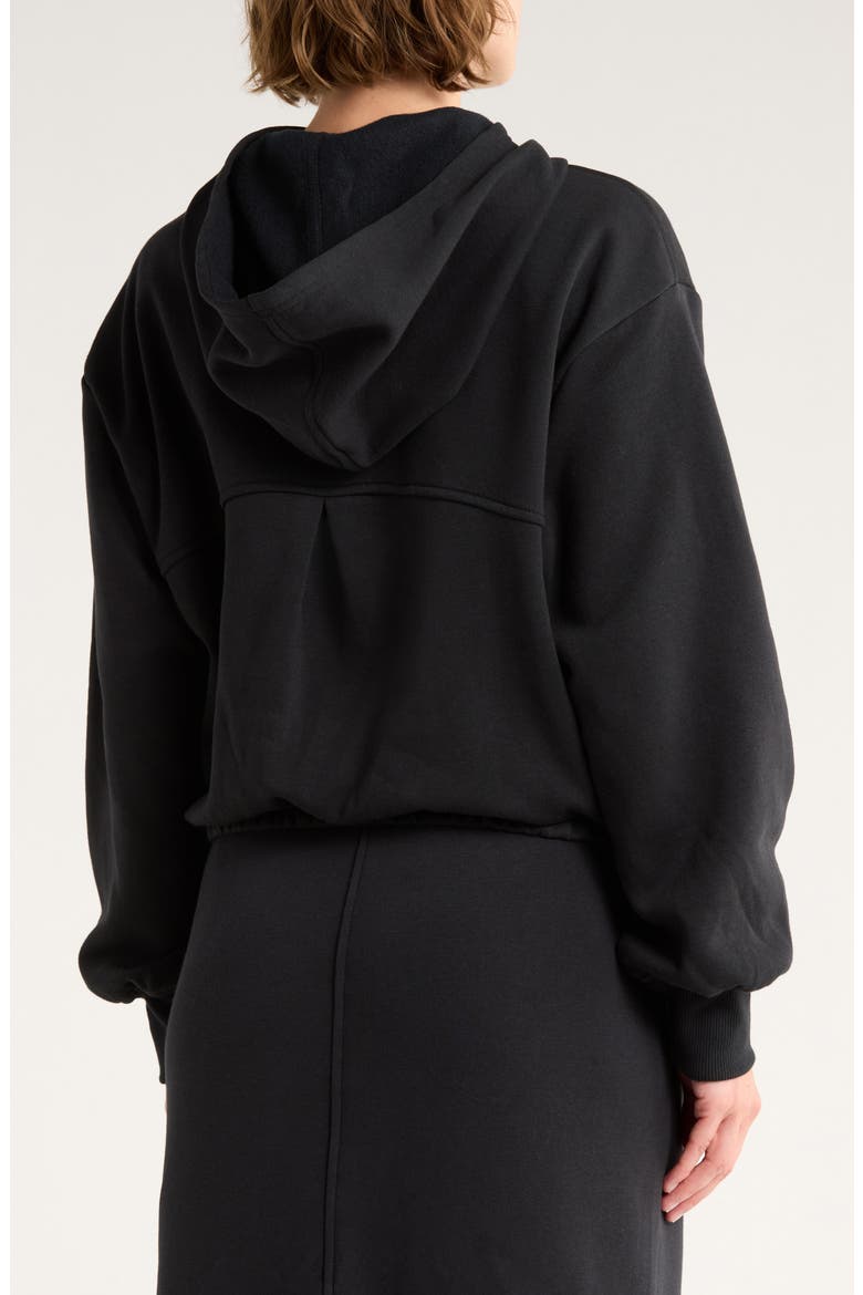 Feather Fleece Cinch Hem Pullover Hoodie, Alternate, color, BLACK