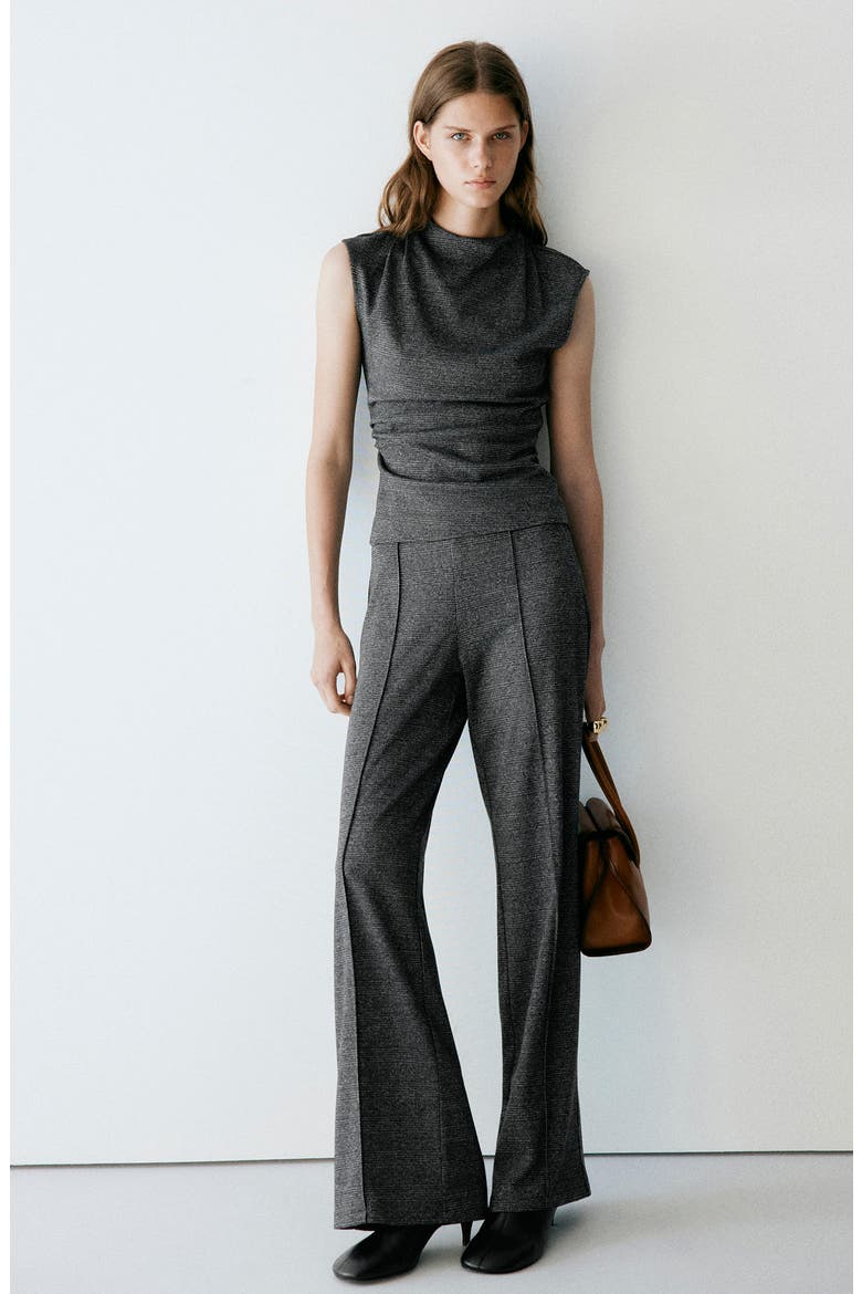 Straight Leg Checked Pants, Alternate, color, BLACK AND GREY