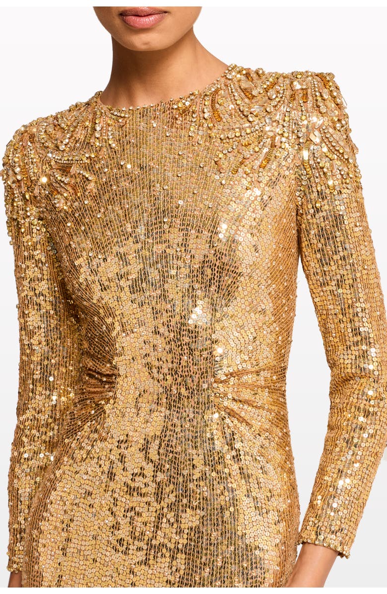 Jenny Packham Dulcet Sequin-Embellished Dress, Alternate, color, Caramel