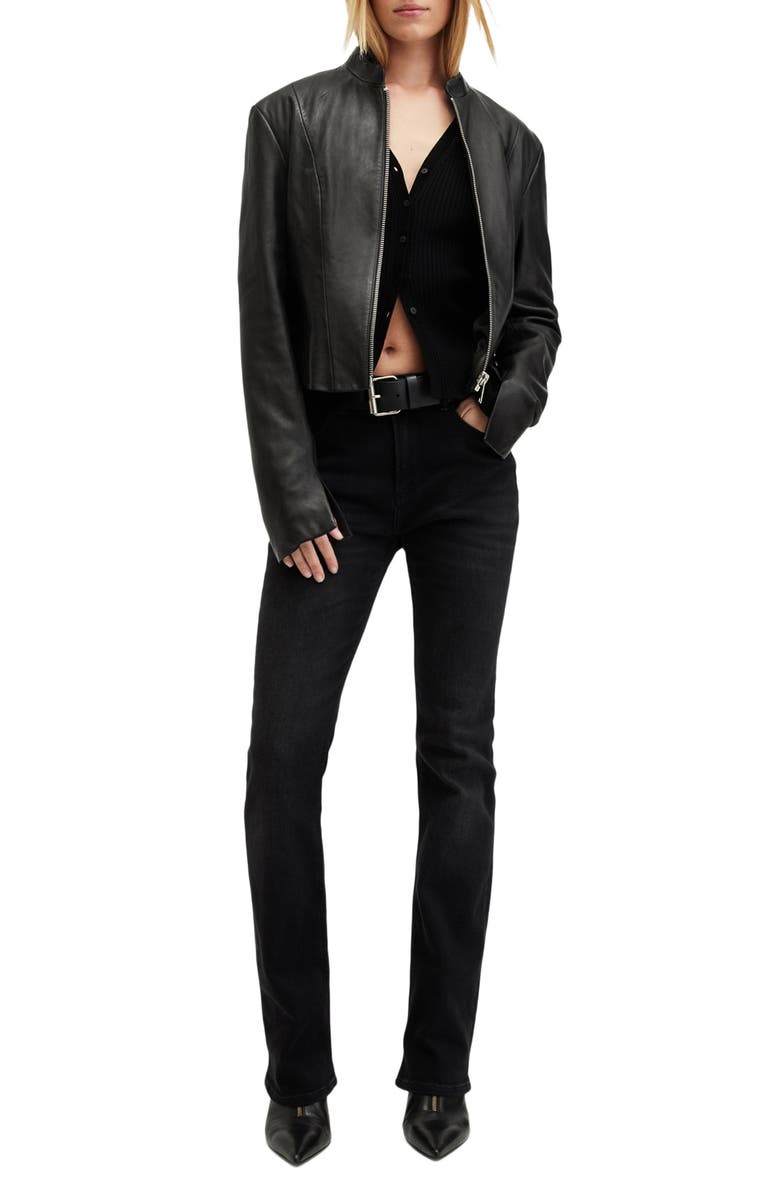 AllSaints Sadler Leather Jacket, Alternate, color, Black