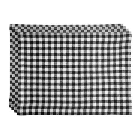 Linen Placemats Set of 4, 14 x 19" - Gingham Check