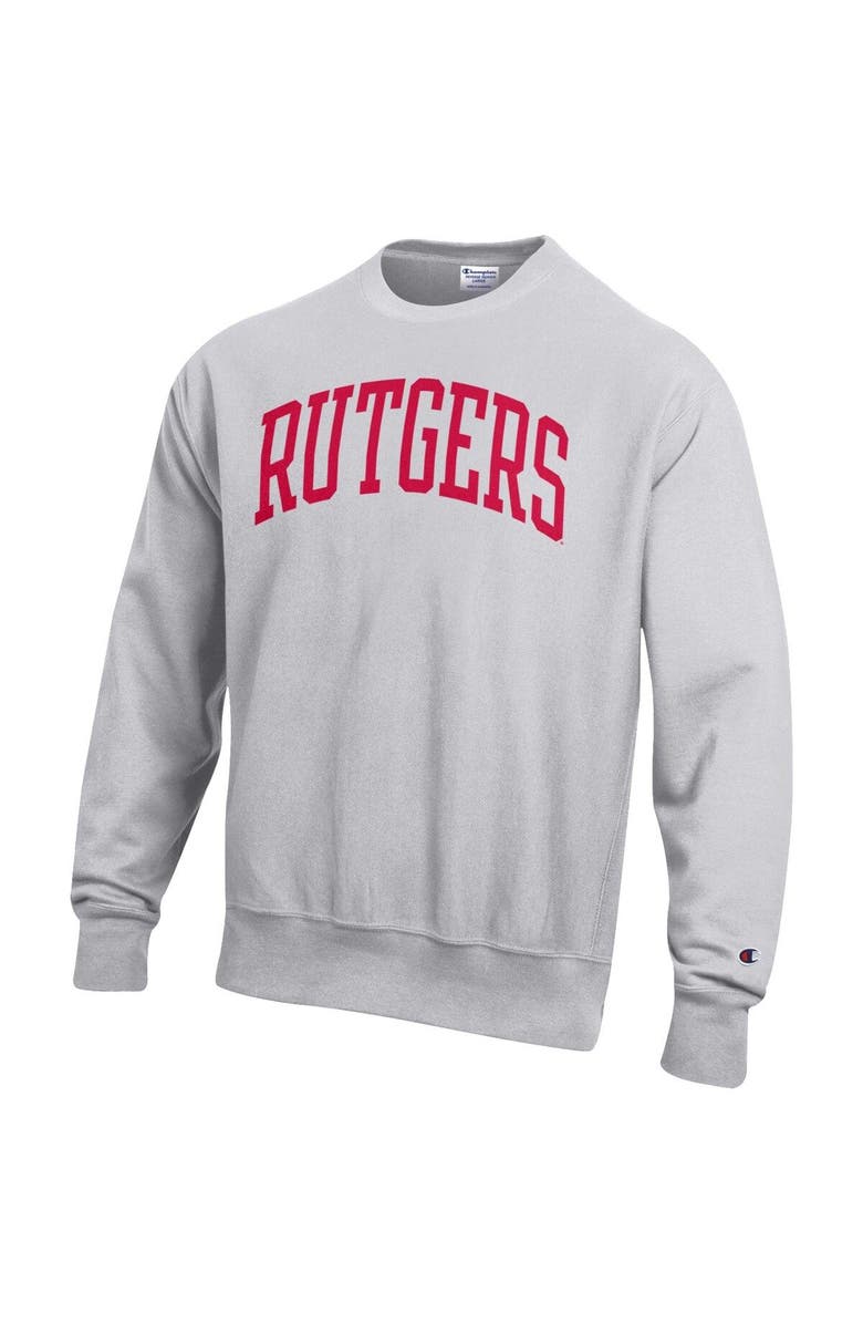 Champion Men's Champion Heathered Gray Rutgers Scarlet Knights Arch Reverse Weave Pullover Sweatshirt, Alternate, color, 