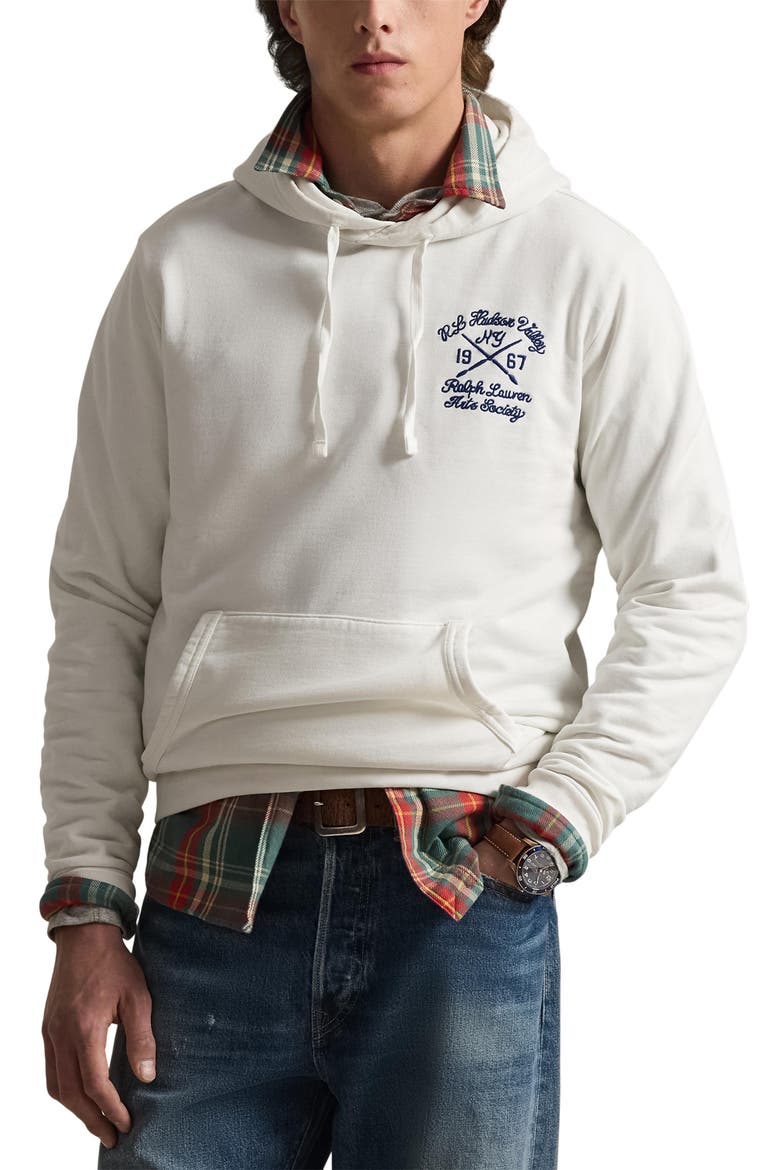 Arts Society Embroidered Cotton Fleece Hoodie, Main, color, DECKWASH WHITE