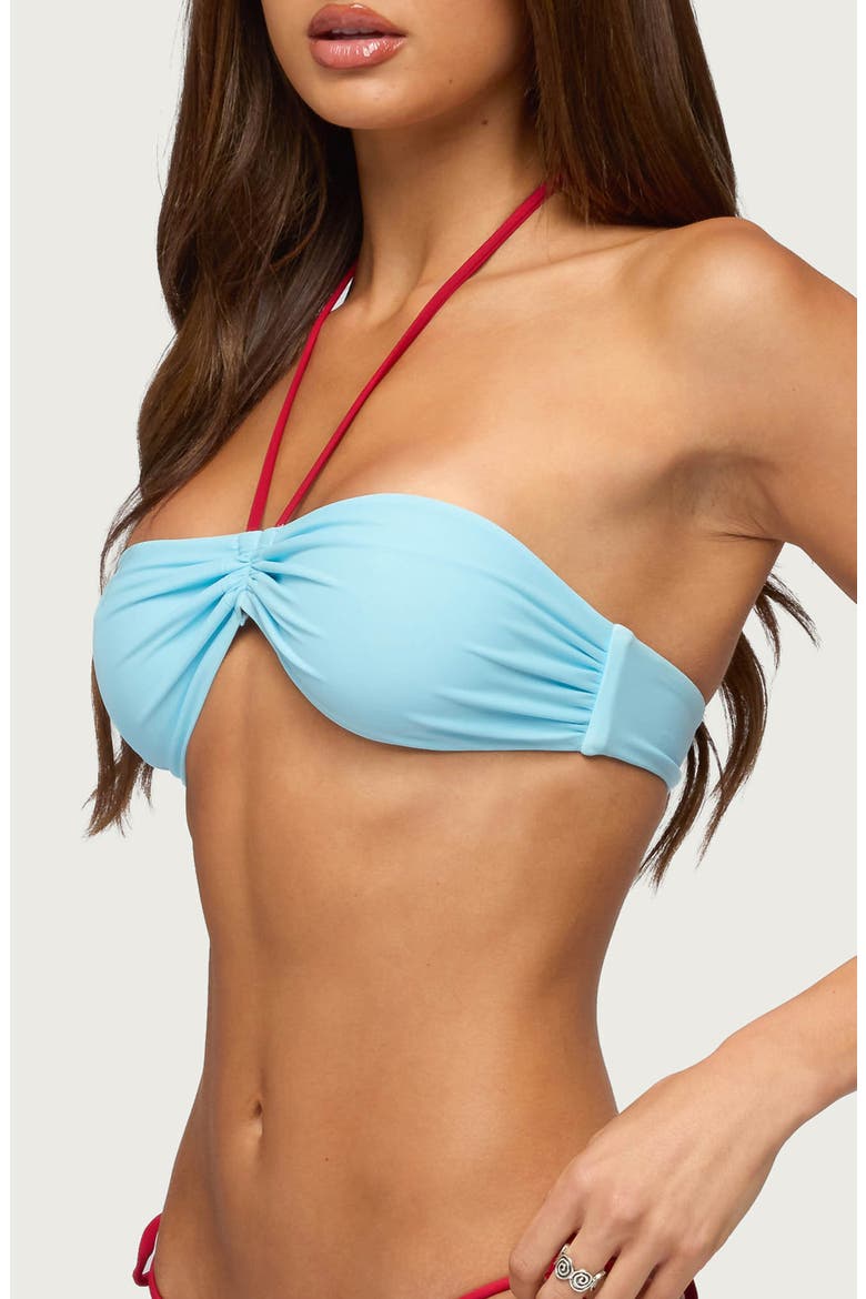 Leni Contrast Bandeau Bikini Top, Alternate, color, LIGHT-BLUE