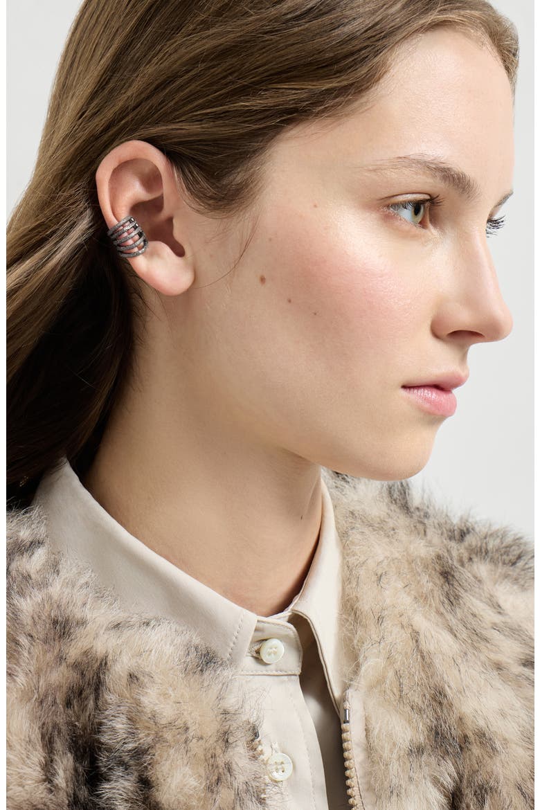 Sterling Silver shimmer ear cuff, Alternate, color, Lignite